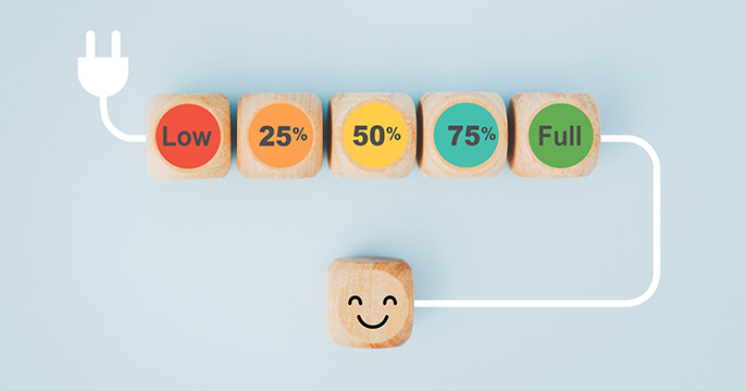 blocks showing employee or channel partner happiness along a path